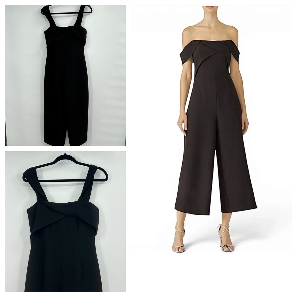 Keepsake the Label Black Wide Leg Cropped Jumpsuit Size M Square Neck New